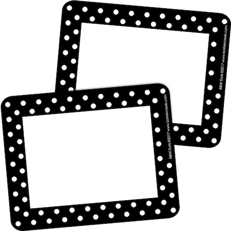 Black & White Dots Name Tags/Self-Adhesive Labels, 90/Set
